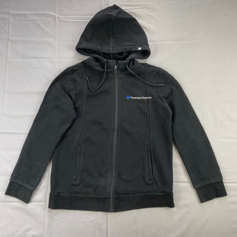 Figs M Black Zip-up Hoodie Hackensack Radiology Logo Cotton Blend 80 20 Fleece
